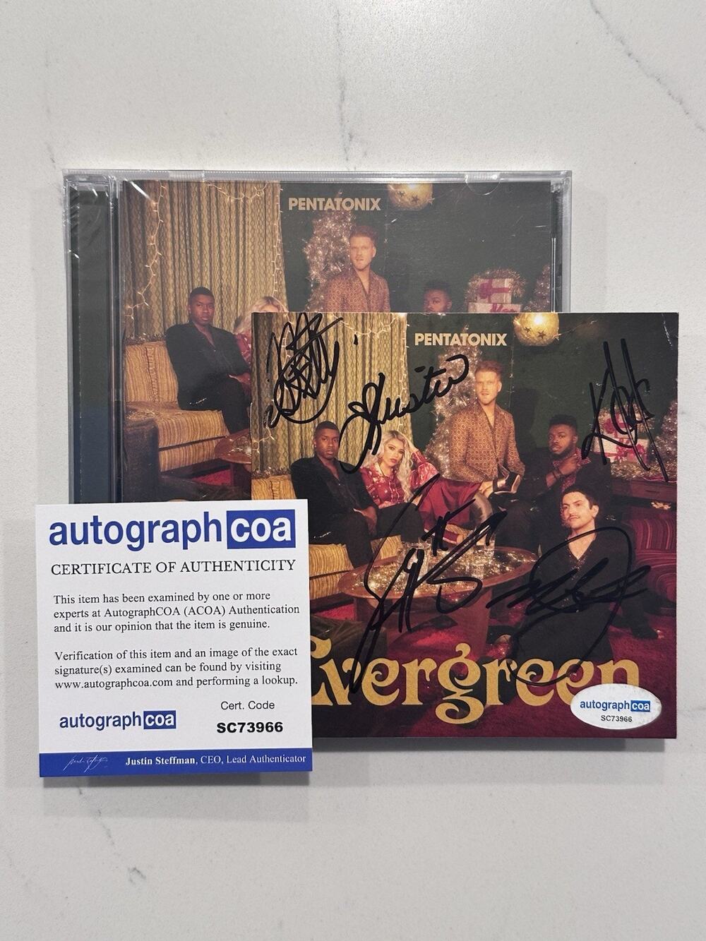 PENTATONIX SIGNED EVERGREEN CD Auto AUTOGRAPHED COA ACOA #2